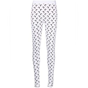 Marine Serre White Leggings with Black Crescent Moons